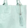 GEANȚĂ DIN PIELE shopper bag Genuine Leather mentă 555